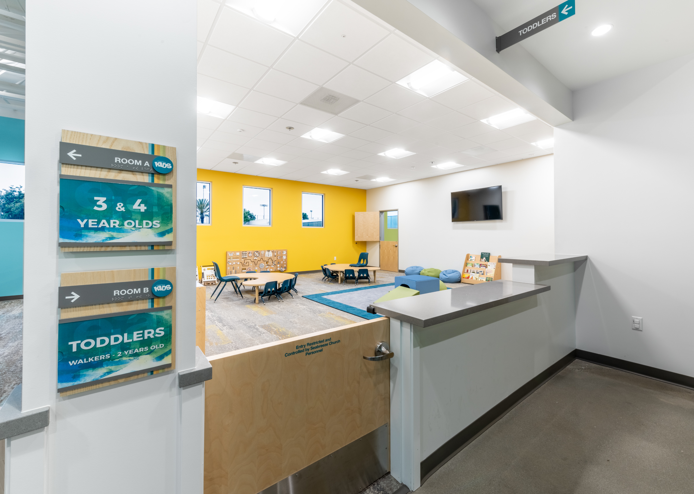 seabreeze church branded room signage