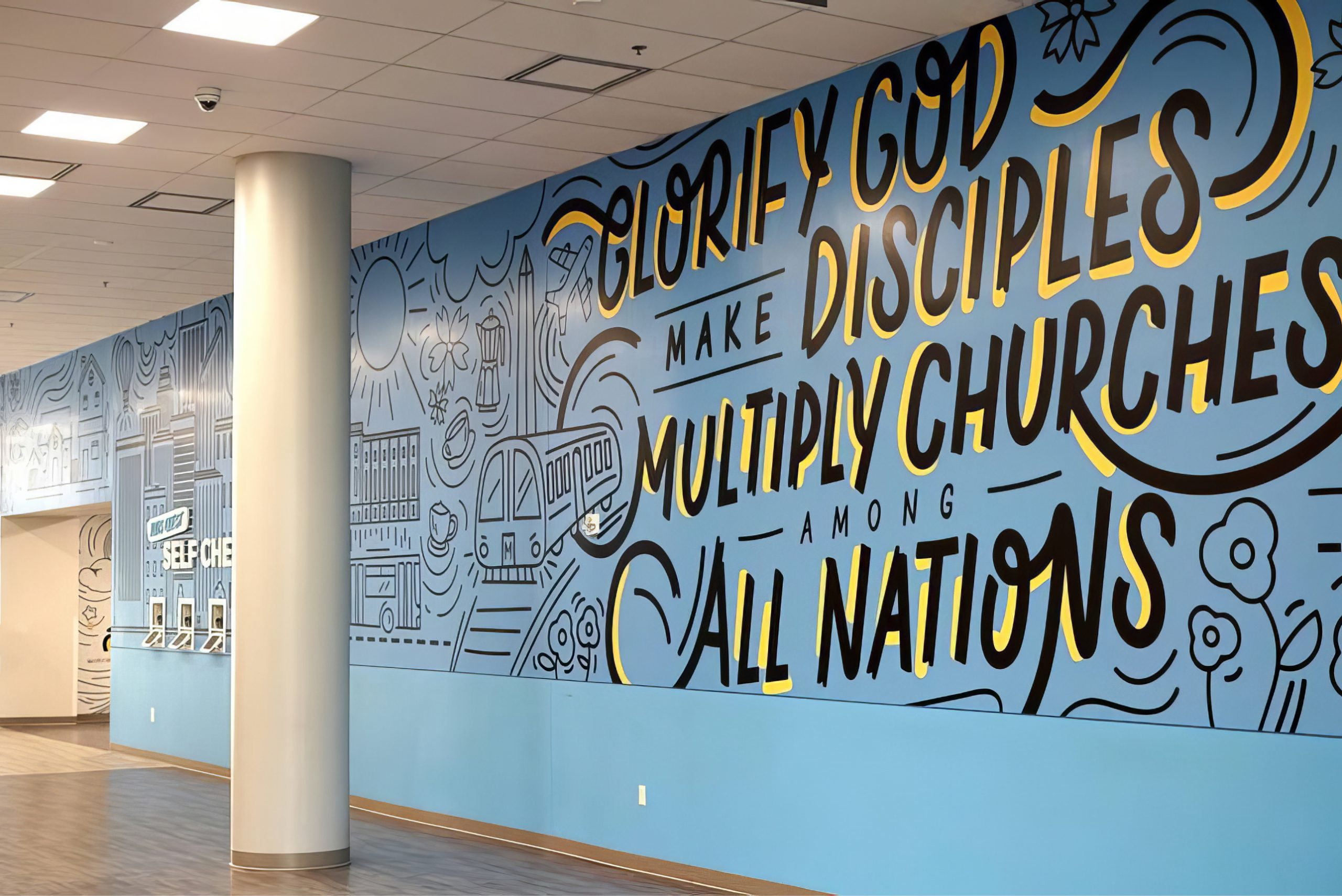 clean hallway super graphic
